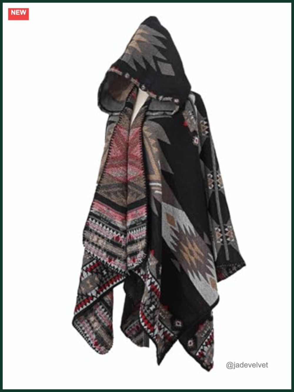 Oversized Hooded Poncho Cape Blanket Wrap Artificial Wool